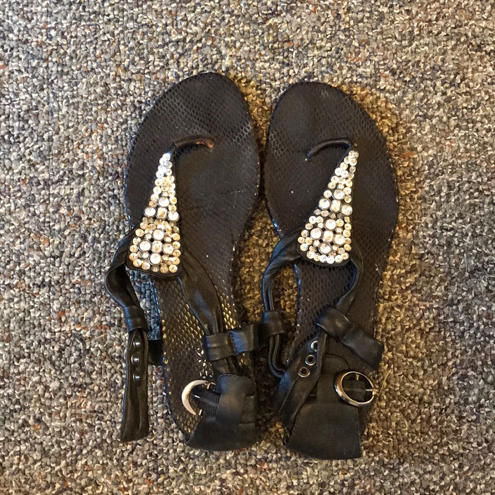 Guess black sandals with rhinestones